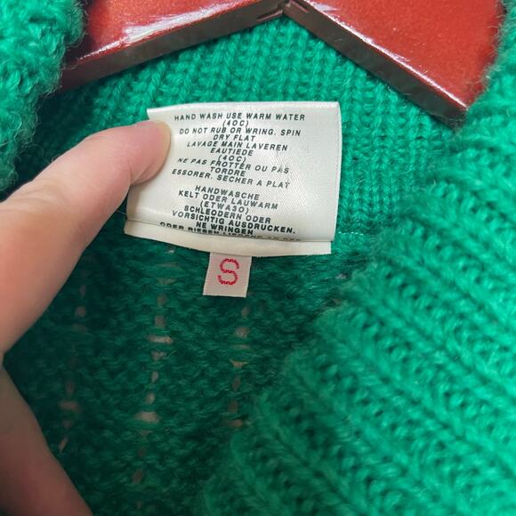 Vintage Carraig Donn 100% Irish wool Emerald Green Finsherman Turtleneck sz S - Picture 3 of 8